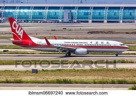 Stock Image - A China United Airlines CUA Boeing 737-800 aircraft with registration number B-1279 at Guangzhou Airport (CAN), Guangzhou, China, Asia. Fotosearch