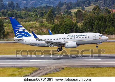 Stock Image - A Copa Airlines Boeing 737-700 aircraft with registration number HP-1376CMP at Medellin Rio Airport (MDE), Medellin, Colombia, South America. Fotosearch
