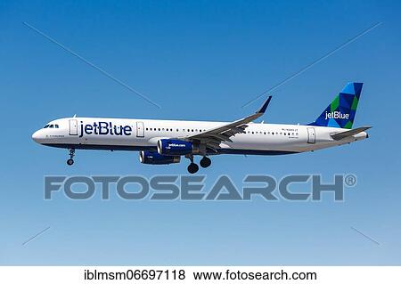 Stock Photo - A JetBlue Airbus A321 with registration number N989JT at Los Angeles Airport (LAX), Los Angeles, USA, North America. Fotosearch