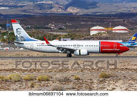 A Norwegian Boeing 737-800 aircraft with registration number EI-FVH at Tenerife South Airport (TFS), Tenerife, Spain, Europe View Large Photo Image Picture - A Norwegian Boeing 737-800 aircraft with registration number EI-FVH at Tenerife South Airport (TFS), Tenerife, Spain, Europe. Fotosearch