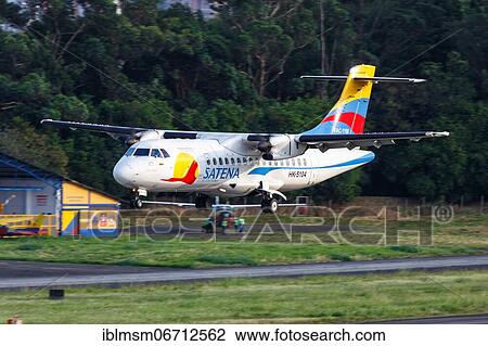 A Satena ATR 42-500 aircraft with registration HK-5104 lands at Medellin airport, Colombia, South America View Large Photo Image Stock Image - A Satena ATR 42-500 aircraft with registration HK-5104 lands at Medellin airport, Colombia, South America. Fotosearch