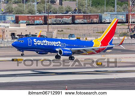 Stock Image - A Southwest Airlines Boeing 737-800 aircraft with registration number N8584Z at Phoenix Airport, USA, North America. Fotosearch