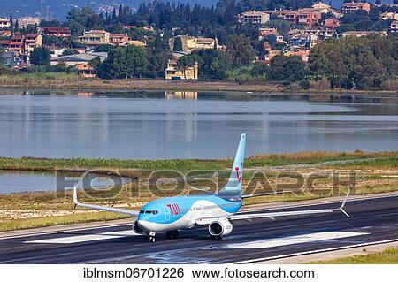 Stock Photograph - A TUI Boeing 737-800 with registration D-ASUN at Corfu Airport (CFU), Corfu, Greece, Europe. Fotosearch