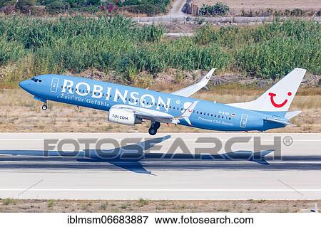 A TUI Boeing 737-800 with the registration D-ATUI and the special livery Robinson at Rhodes Airport (RHO), Rhodes, Greece, Europe View Large Photo Image Stock Photo - A TUI Boeing 737-800 with the registration D-ATUI and the special livery Robinson at Rhodes Airport (RHO), Rhodes, Greece, Europe. Fotosearch