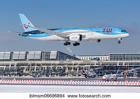 A TUI Boeing 787-9 Dreamliner aircraft with registration G-TUIJ at Stuttgart Airport (STR), Stuttgart, Germany, Europe View Large Photo Image Picture - A TUI Boeing 787-9 Dreamliner aircraft with registration G-TUIJ at Stuttgart Airport (STR), Stuttgart, Germany, Europe. Fotosearch