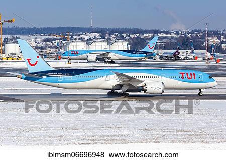 A TUI Boeing 787-9 Dreamliner aircraft with registration G-TUIK at Stuttgart Airport (STR), Stuttgart, Germany, Europe View Large Photo Image Stock Photo - A TUI Boeing 787-9 Dreamliner aircraft with registration G-TUIK at Stuttgart Airport (STR), Stuttgart, Germany, Europe. Fotosearch