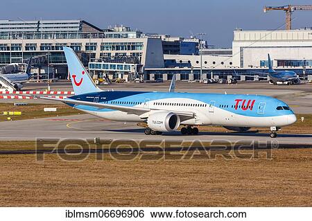 A TUI Boeing 787-9 Dreamliner aircraft with registration G-TUIK at Stuttgart Airport (STR), Stuttgart, Germany, Europe View Large Photo Image Stock Photograph - A TUI Boeing 787-9 Dreamliner aircraft with registration G-TUIK at Stuttgart Airport (STR), Stuttgart, Germany, Europe. Fotosearch