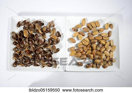 Stock Image - Acorns roasted, English oak, summer oak (Quercus robur), roasted, roasted, peeled, shells, seeds. Fotosearch