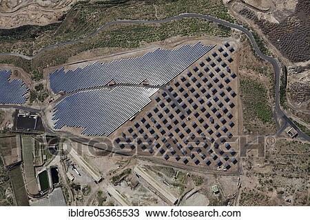 Aerial view of solar plants near El Poris, Tenerife, Spain, Europe View Large Photo Image Stock Image - Aerial view of solar plants near El Poris, Tenerife, Spain, Europe. Fotosearch