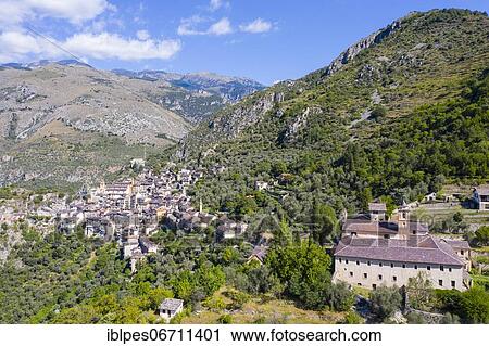 Aerial view of the mountain village of Saorge above the Roya valley on the road between Ventimiglia on the coast and the Col de Tende pass, Alpes-Maritimes department, Provence-Alpes-Cote d'Azur region, Maritime Alps, France, Europe View Large Photo Image Stock Image - Aerial view of the mountain village of Saorge above the Roya valley on the road between Ventimiglia on the coast and the Col de Tende pass, Alpes-Maritimes department, Provence-Alpes-Cote d'Azur region, Maritime Alps, France, Europe. Fotosearch