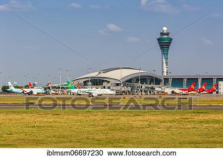 Stock Image - Airbus A320 aircraft at Guangzhou Baiyun Airport (CAN), Guangzhou, China, Asia. Fotosearch