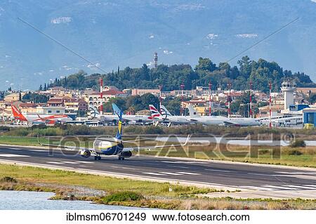 Aircraft at Corfu Airport (CFU), Corfu, Greece, Europe View Large Photo Image Stock Photo - Aircraft at Corfu Airport (CFU), Corfu, Greece, Europe. Fotosearch