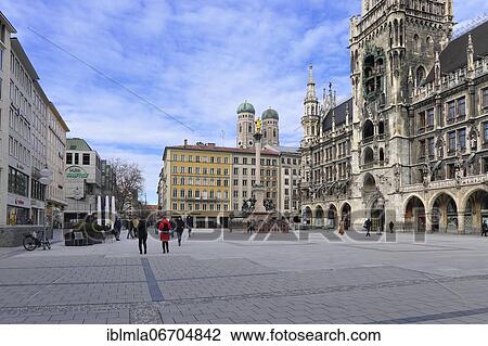 Almost deserted Marienplatz at noon, Corona crisis, Munich, Bavaria, Germany, Europe View Large Photo Image Stock Image - Almost deserted Marienplatz at noon, Corona crisis, Munich, Bavaria, Germany, Europe. Fotosearch