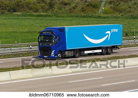 Amazon Prime parcel logistics truck drives on the A8 motorway near Jettingen, Bavaria, Germany, Europe View Large Photo Image Stock Photography - Amazon Prime parcel logistics truck drives on the A8 motorway near Jettingen, Bavaria, Germany, Europe. Fotosearch