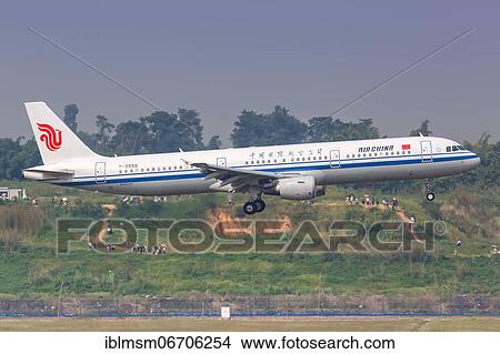 An Air China Airbus A321 aircraft with registration number B-6556 at Chengdu Airport, China, Asia View Large Photo Image Picture - An Air China Airbus A321 aircraft with registration number B-6556 at Chengdu Airport, China, Asia. Fotosearch