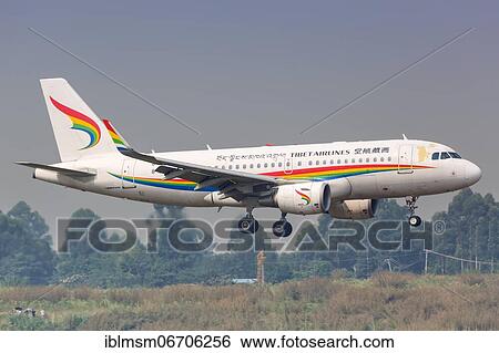 An Airbus A319 aircraft of Tibet Airlines with registration number B-6436 at Chengdu airport, China, Asia View Large Photo Image Stock Photograph - An Airbus A319 aircraft of Tibet Airlines with registration number B-6436 at Chengdu airport, China, Asia. Fotosearch