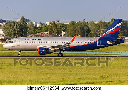 Picture - An Airbus A320 aircraft of Aeroflot with registration number VP-BTA at Warsaw Airport, Poland, Europe. Fotosearch
