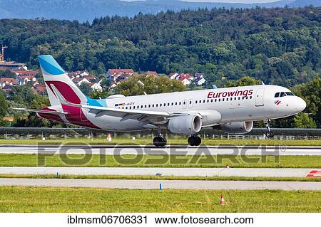 Stock Image - An Airbus A320 aircraft of Eurowings with registration D-AIZV at Stuttgart Airport, Germany, Europe. Fotosearch