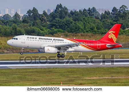 Stock Photography - An Airbus A320 aircraft of Shenzhen Airlines with registration number B-6833 at Chengdu Airport (CTU), Chengdu, China, Asia. Fotosearch