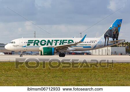 An Airbus A320neo aircraft of Frontier Airlines with registration N312FR at Miami Airport, USA, North America View Large Photo Image Stock Image - An Airbus A320neo aircraft of Frontier Airlines with registration N312FR at Miami Airport, USA, North America. Fotosearch