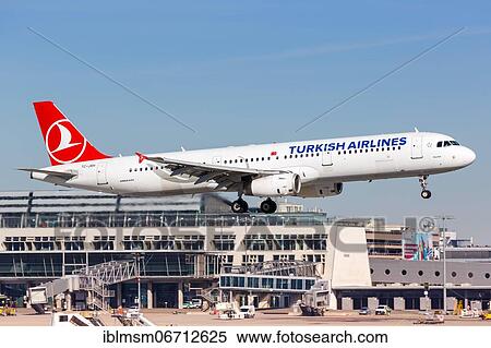 An Airbus A321 aircraft of Turkish Airlines with registration TC-JRH lands at Stuttgart airport, Germany, Europe View Large Photo Image Stock Photography - An Airbus A321 aircraft of Turkish Airlines with registration TC-JRH lands at Stuttgart airport, Germany, Europe. Fotosearch