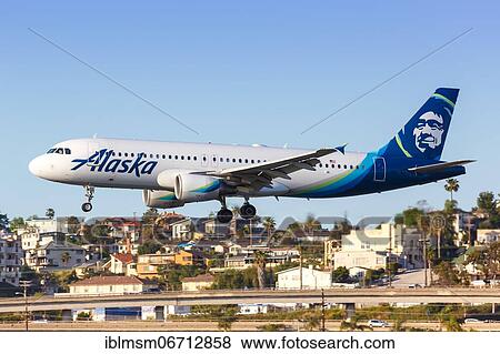 An Alaska Airlines Airbus A320 aircraft with registration number N641VA lands at San Diego Airport, USA, North America View Large Photo Image Stock Photo - An Alaska Airlines Airbus A320 aircraft with registration number N641VA lands at San Diego Airport, USA, North America. Fotosearch
