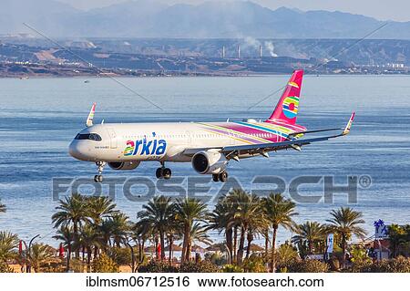 An Arkia Airbus A321neo with the registration number 4X-AGH lands at Eilat Airport, Israel, Asia View Large Photo Image Stock Photograph - An Arkia Airbus A321neo with the registration number 4X-AGH lands at Eilat Airport, Israel, Asia. Fotosearch