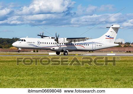 An ATR 72-500 aircraft of Lübeck Air with the registration SE-MDB at Stuttgart Airport, Germany, Europe View Large Photo Image Stock Photo - An ATR 72-500 aircraft of Lübeck Air with the registration SE-MDB at Stuttgart Airport, Germany, Europe. Fotosearch