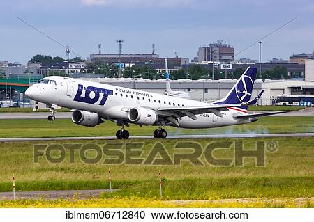 An Embraer 190 of LOT Polskie Linie Lotnicze with the registration SP-LMA lands at Warsaw Airport, Poland, Europe View Large Photo Image Stock Image - An Embraer 190 of LOT Polskie Linie Lotnicze with the registration SP-LMA lands at Warsaw Airport, Poland, Europe. Fotosearch