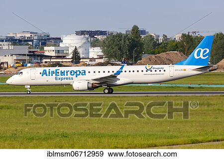Stock Photo - An Embraer 195 of Air Europa Express with registration EC-LLR at Warsaw Airport, Poland, Europe. Fotosearch