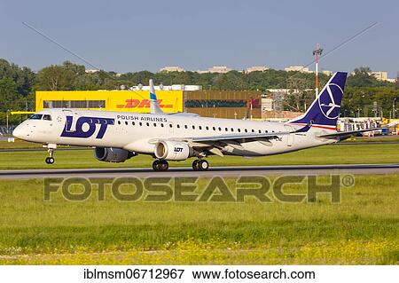 An Embraer 195 of LOT Polskie Linie Lotnicze with the registration SP-LNE at Warsaw Airport, Poland, Europe View Large Photo Image Stock Photo - An Embraer 195 of LOT Polskie Linie Lotnicze with the registration SP-LNE at Warsaw Airport, Poland, Europe. Fotosearch