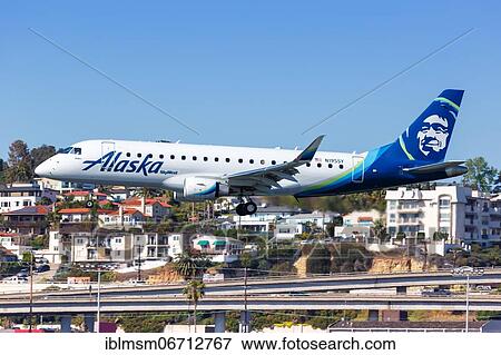 An Embraer ERJ 175 aircraft of Alaska Airlines Skywest with registration N195SY lands at San Diego airport, USA, North America View Large Photo Image Stock Photo - An Embraer ERJ 175 aircraft of Alaska Airlines Skywest with registration N195SY lands at San Diego airport, USA, North America. Fotosearch