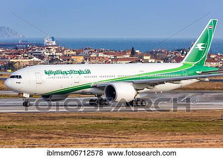 An Iraqi Airways Boeing 777-200LR with registration number YI-AQZ at Istanbul Airport, Turkey, Asia View Large Photo Image Stock Photo - An Iraqi Airways Boeing 777-200LR with registration number YI-AQZ at Istanbul Airport, Turkey, Asia. Fotosearch