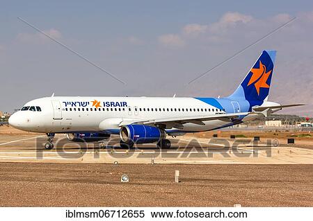 Stock Photography - An Israir Airbus A320 with registration number 4X-ABS at Eilat Airport, Israel, Asia. Fotosearch