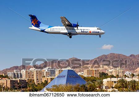 An Israir ATR 72-500 aircraft with registration number 4X-ATJ lands at Eilat Airport, Israel, Asia View Large Photo Image Stock Image - An Israir ATR 72-500 aircraft with registration number 4X-ATJ lands at Eilat Airport, Israel, Asia. Fotosearch