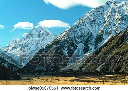 Aoraki/Mount Cook, Mount Cook Village, Mount Cook National Park, Canterbury, New Zealand, Oceania View Large Photo Image Stock Image - Aoraki/Mount Cook, Mount Cook Village, Mount Cook National Park, Canterbury, New Zealand, Oceania. Fotosearch