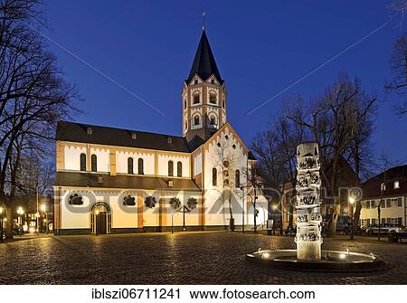 Basilica of St. Margaret in the evening, Gerricusplatz, Gerresheim, Düsseldorf, North Rhine-Westphalia, Germany, Europe View Large Photo Image Stock Image - Basilica of St. Margaret in the evening, Gerricusplatz, Gerresheim, Düsseldorf, North Rhine-Westphalia, Germany, Europe. Fotosearch