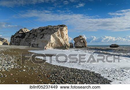 Stock Photo - Beach, Rock of Aphrodite, Petra tou Romiou, Cyprus, Europe. Fotosearch