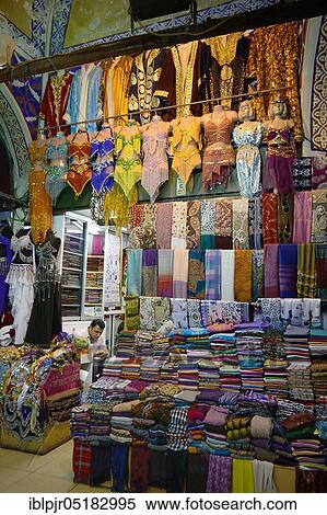 Stock Photography - Big Bazaar, cloth shop, textile shop, textiles, Istanbul, Turkey, Asia. Fotosearch