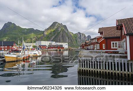 Stock Photograph - Boats in the harbour of Svolvær, Lofoten, Nordland, Norway, Europe. Fotosearch