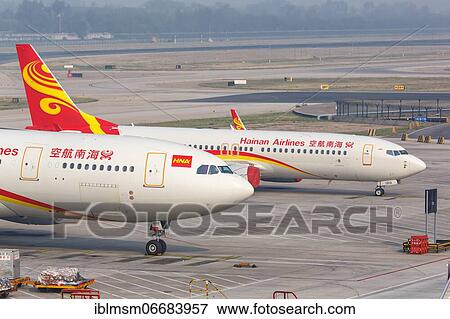Stock Photo - Boeing 737-800 aircraft of Hainan Airlines with registration number B-1213 at Beijing Airport (PEK), Beijing, China, Asia. Fotosearch
