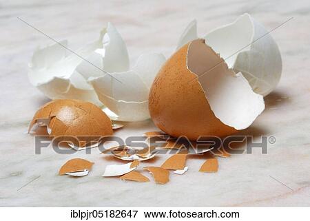 Stock Photo - Brown and white egg shells, hen's egg, hen's eggs, egg shell. Fotosearch