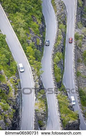 Cars on the mountain road Trollstigen, near Åndalsnes, Møre og Romsdal, Vestland, Norway, Europe View Large Photo Image Stock Image - Cars on the mountain road Trollstigen, near Åndalsnes, Møre og Romsdal, Vestland, Norway, Europe. Fotosearch