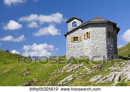 Stock Photo - Chapel at the Pragelpass, Schwyz, Switzerland, Europe. Fotosearch