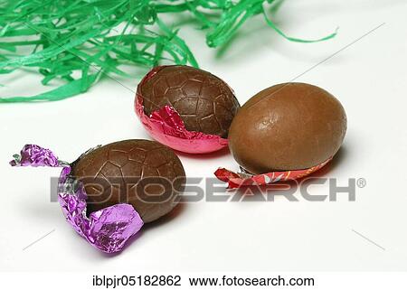 Stock Image - Chocolate eggs, chocolate eggs, easter eggs, sweets, chocolate, chocolate easter eggs. Fotosearch