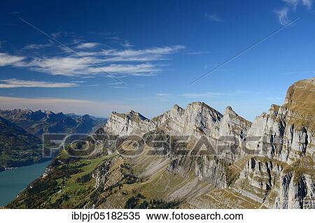 Stock Photography - Churfirsten, Churfirsten group, Lake Walen, view from Chäserrugg, Switzerland, Europe. Fotosearch