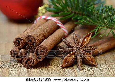 Cinnamonsticks and star anise with Christmas decoration, stick, star anise, aniseed View Large Photo Image Stock Photo - Cinnamonsticks and star anise with Christmas decoration, stick, star anise, aniseed. Fotosearch