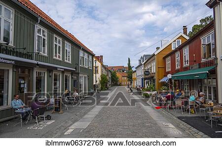 Stock Photo - City centre, Colourful houses, Trondheim, Trøndelag, Norway, Europe. Fotosearch