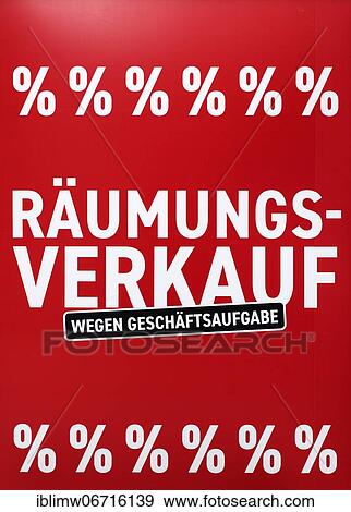 Stock Photo - Clearance sale due to closure of business, discount battle in shop window, SALE, price reductions, Breitling fashion store, Stuttgart, Baden-Württemberg, Germany, Europe. Fotosearch