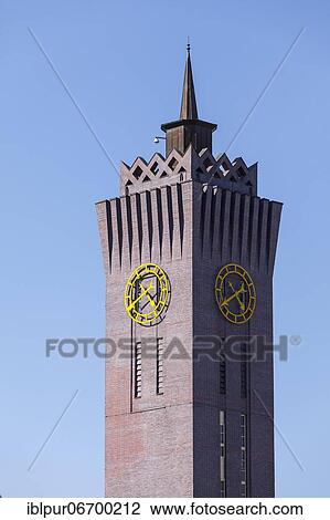 Stock Image - Clock tower, Wirkbau industrial park, Chemnitz, Saxony, Germany, Europe. Fotosearch